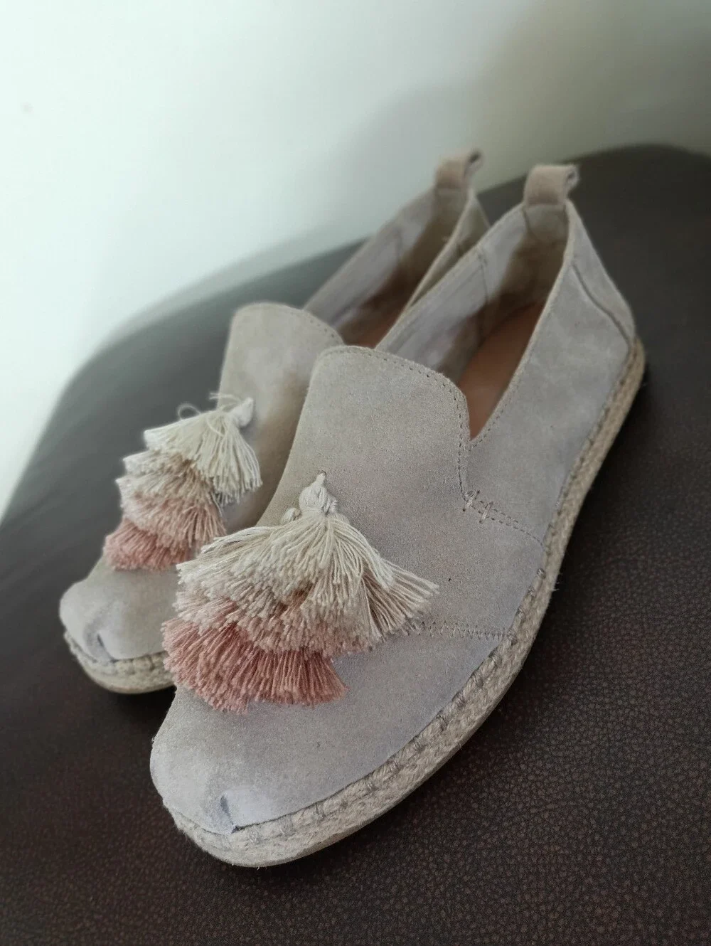 Toms Deconstructed Suede Alpargata Rope Tassel Suede Slip-on Shoes Size 8 Gray